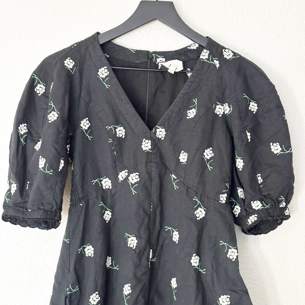 Tuckernuck Serena Mini Dress Black Embroidered Floral Linen‎ Blend Size XS - Picture 2 of 9